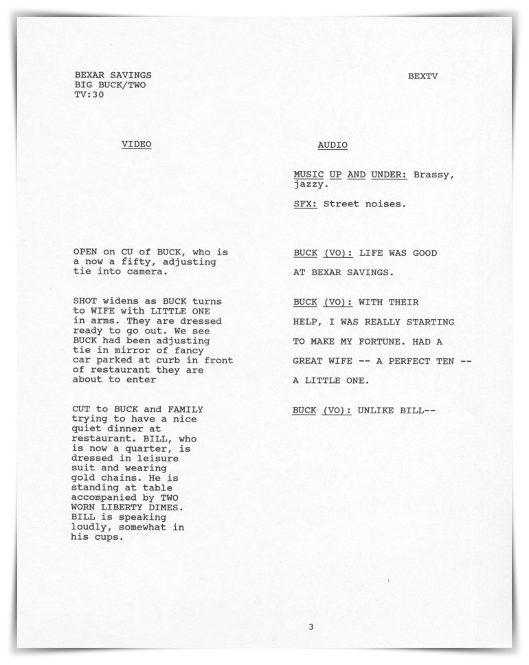 Bexar Savings (unproduced script)