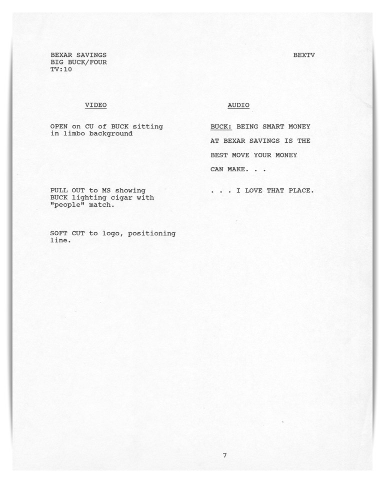 Bexar Savings (unproduced script)