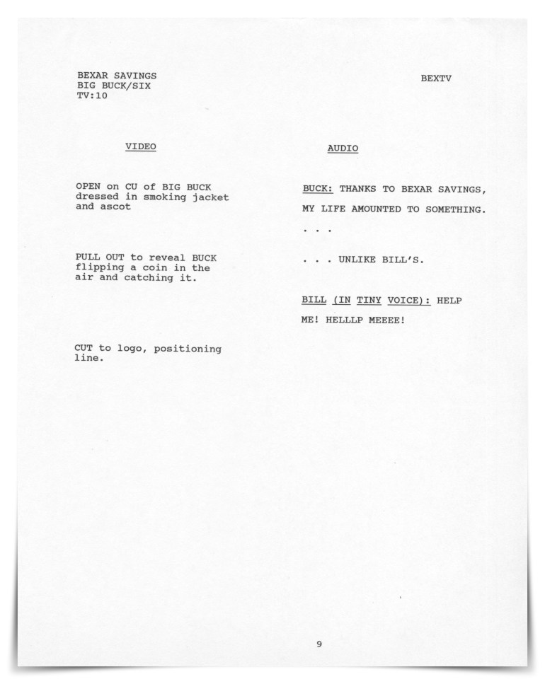 Bexar Savings (unproduced script)