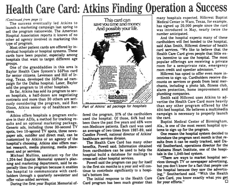 Baptist Memorial Hospital System—Health Care Card