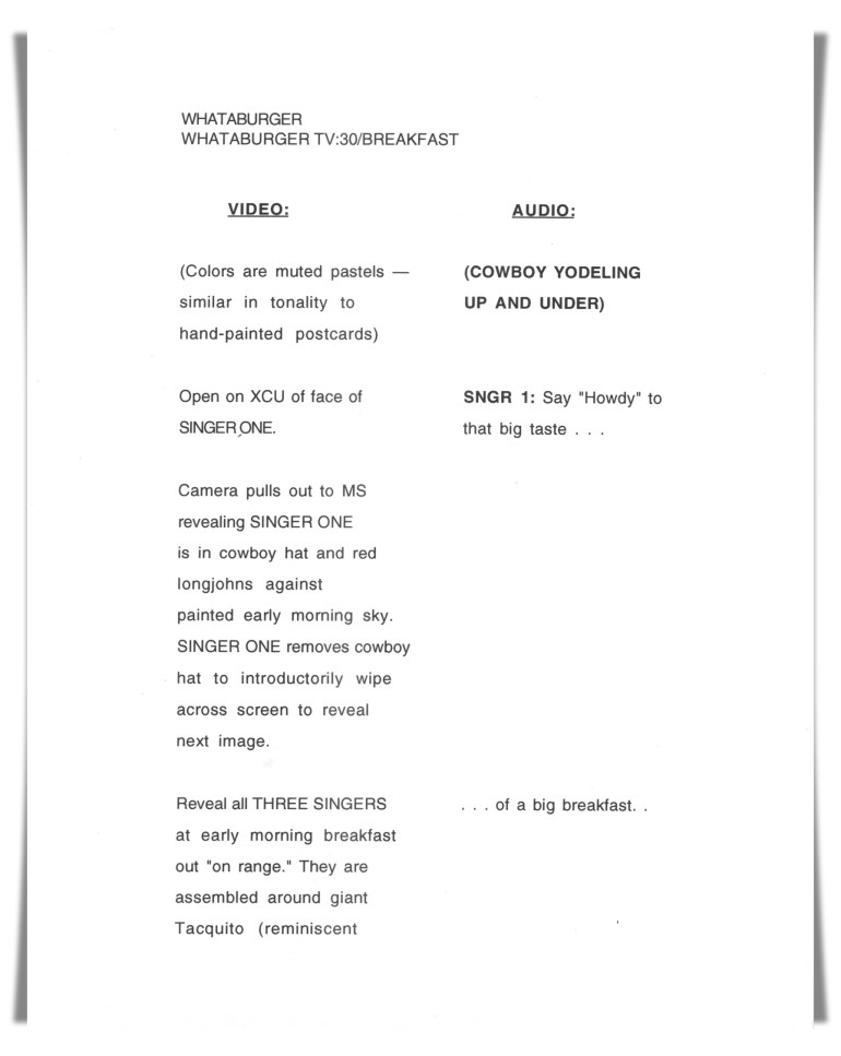 Whataburger—Riders In The Sky (unproduced script)