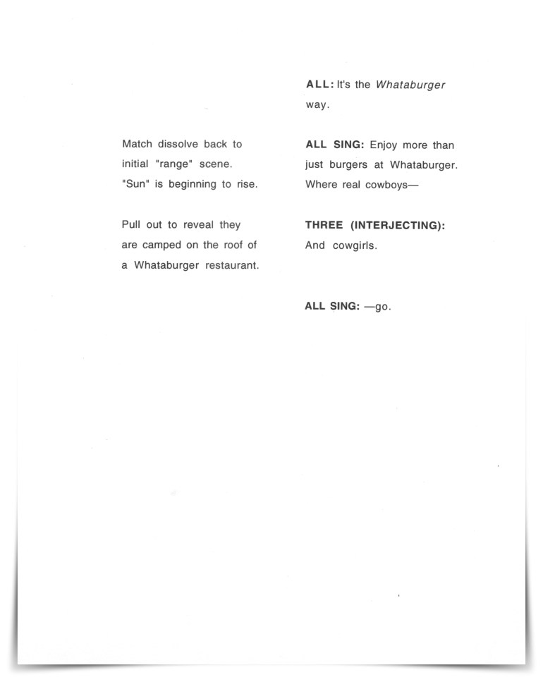 Whataburger—Riders In The Sky (unproduced script)